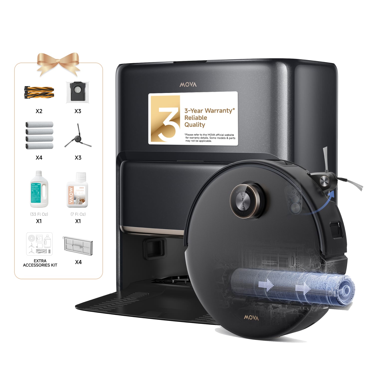 MOVA X2 X4 X3 X3  
3-Year Warranty*  
Reliable 3 Vh Quality  
may - e mamanis - ener - - . aais Te UA Some nina -medris wahore & srts -E  
(33 FI Ozl X1 VAOW 17 FI Ozl X1  
EXTRA ACCESSORIES KIT X4