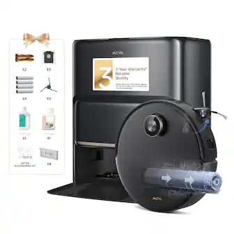 MOVA - Z60 Ultra Roller Complete Robot Vacuum and Mop,Pet Hair Friendly,Self Lifting, 28,000 Pa Suction,Hot Water Mop Wash - Black