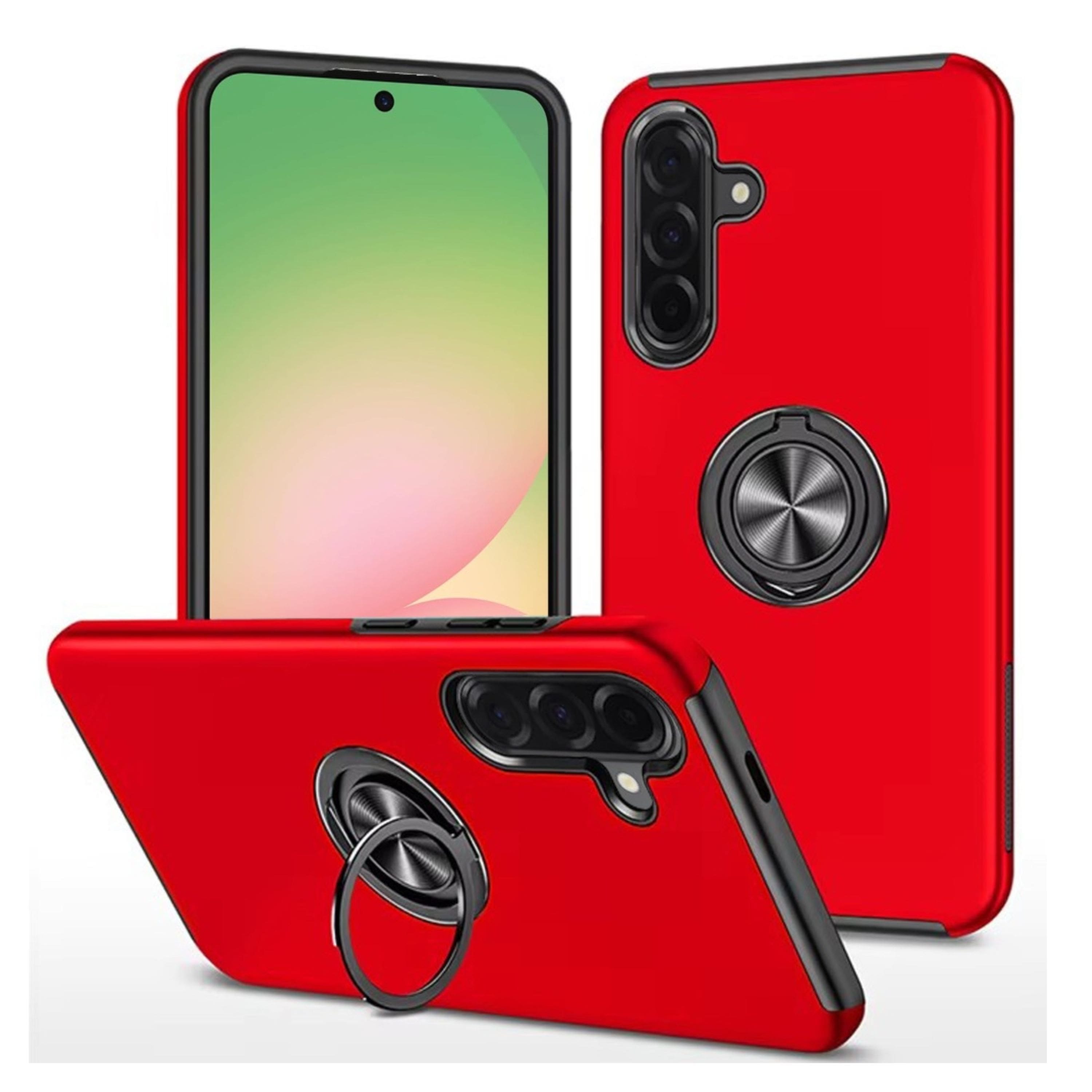 Kitcheniva - Rubber Dual Layer Magnetic Ring Stand Phone Case With Tempered Glass For Samsung Galaxy A57 5G - Red price history on PriceWatchPro