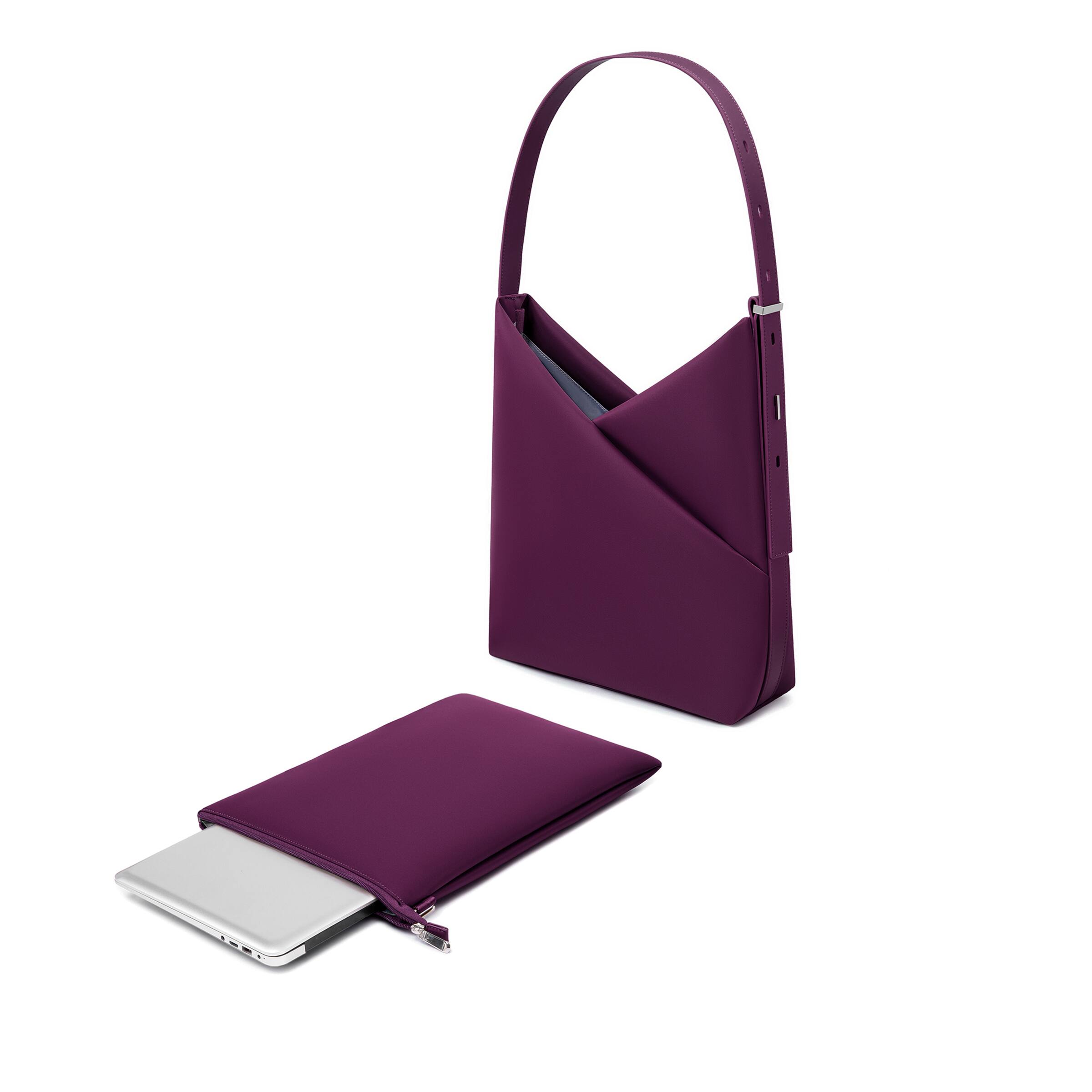 Alt View 4. Lux & Nyx - Lux & Nyx - Origami 16" Laptop Hobo Bag - Convertible Shoulder Bag - Wine.