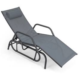 Kadyn - Outdoor Chaise Lounge Chair, Outdoor Chaise Lounge Glider Chair with Armrests and Pillow - Gray