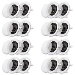 Acoustic Audio by Goldwood - CS-IC63 in Ceiling 6.5" Speaker 8 Pair Pack 3 Way Home Theater Flush Mount - Paintable White
