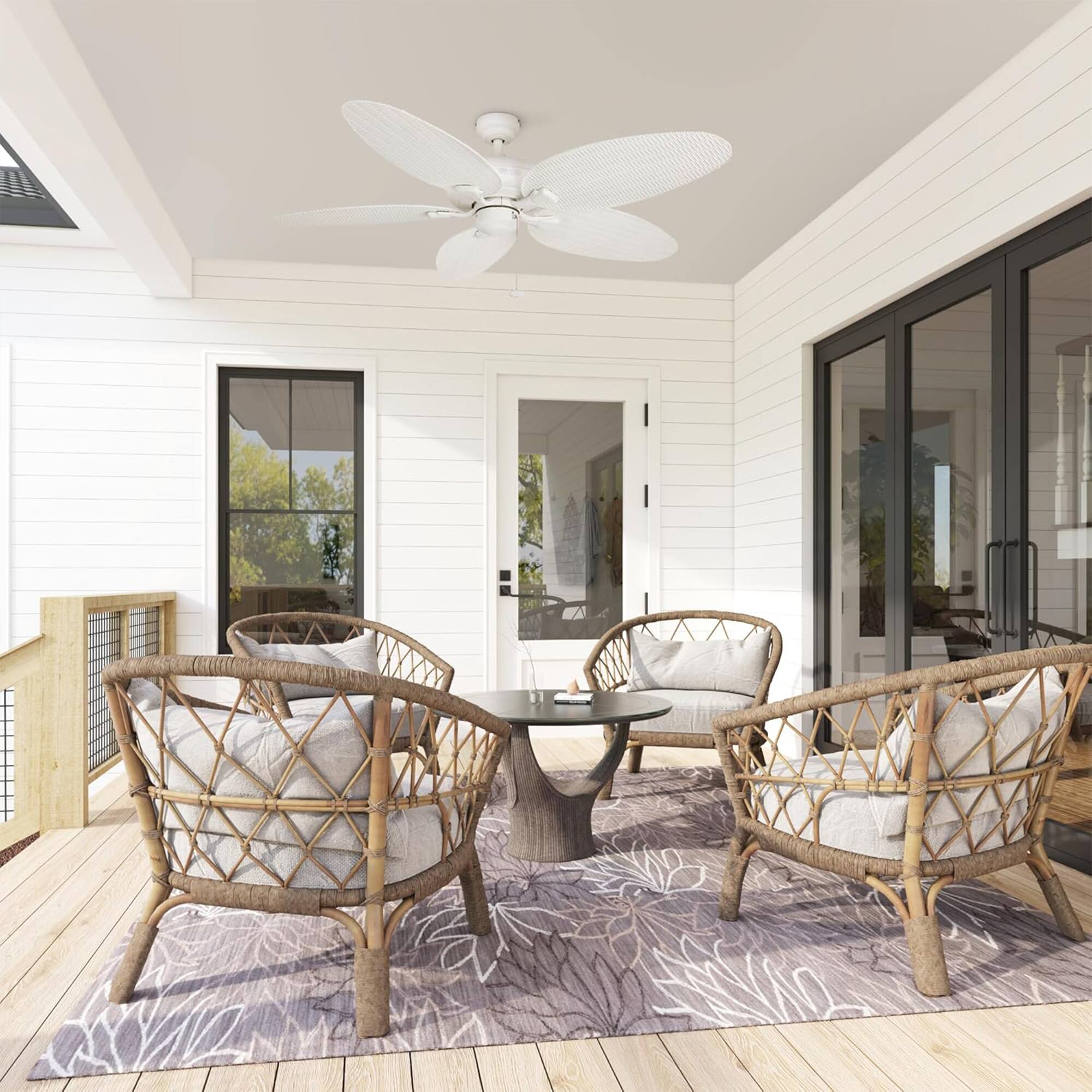 Alt View 7. Honeywell - Honeywell Duval 52-Inch Tropical Indoor Outdoor Ceiling Fan, Pull Chain, White - White.