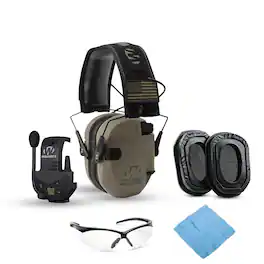 Walkers - Razor Slim Electronic Muff (FDE Patriot Version) Bundle with Walkie Talkie Gel Filled EARPAD and Glasses - Not Available