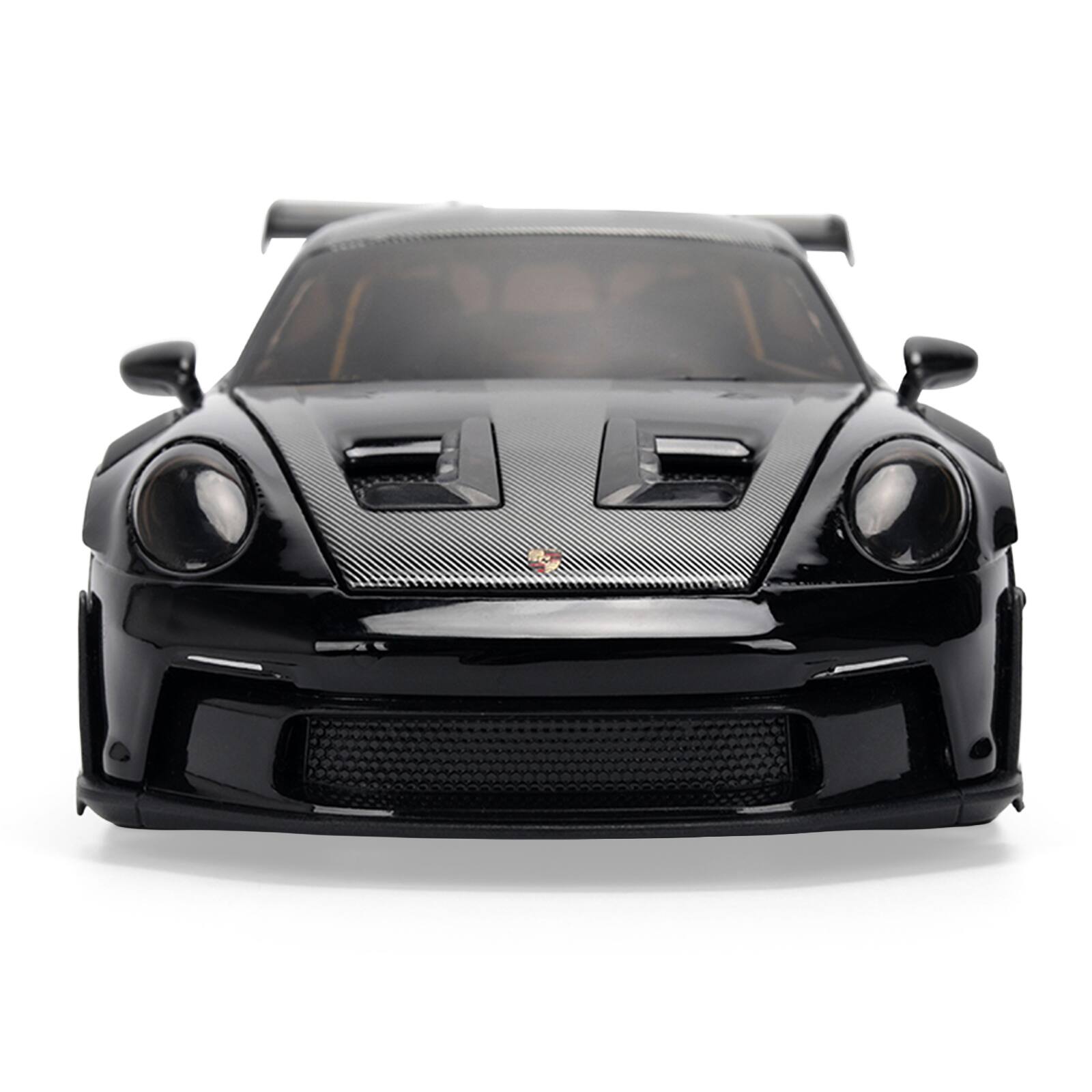 Alt View 5. Jada - Porsche 911 (992) GT3 RS Black with Carbon Top & Hood Stripes & Gold Wheels "Hyper-Spec" 1/24 Diecast Model Car by Jada.