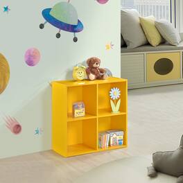 Kings Brand Furniture - George 4-Cube Children's Bookcase, Kids Toy Storage Shelf Organizer - Yellow