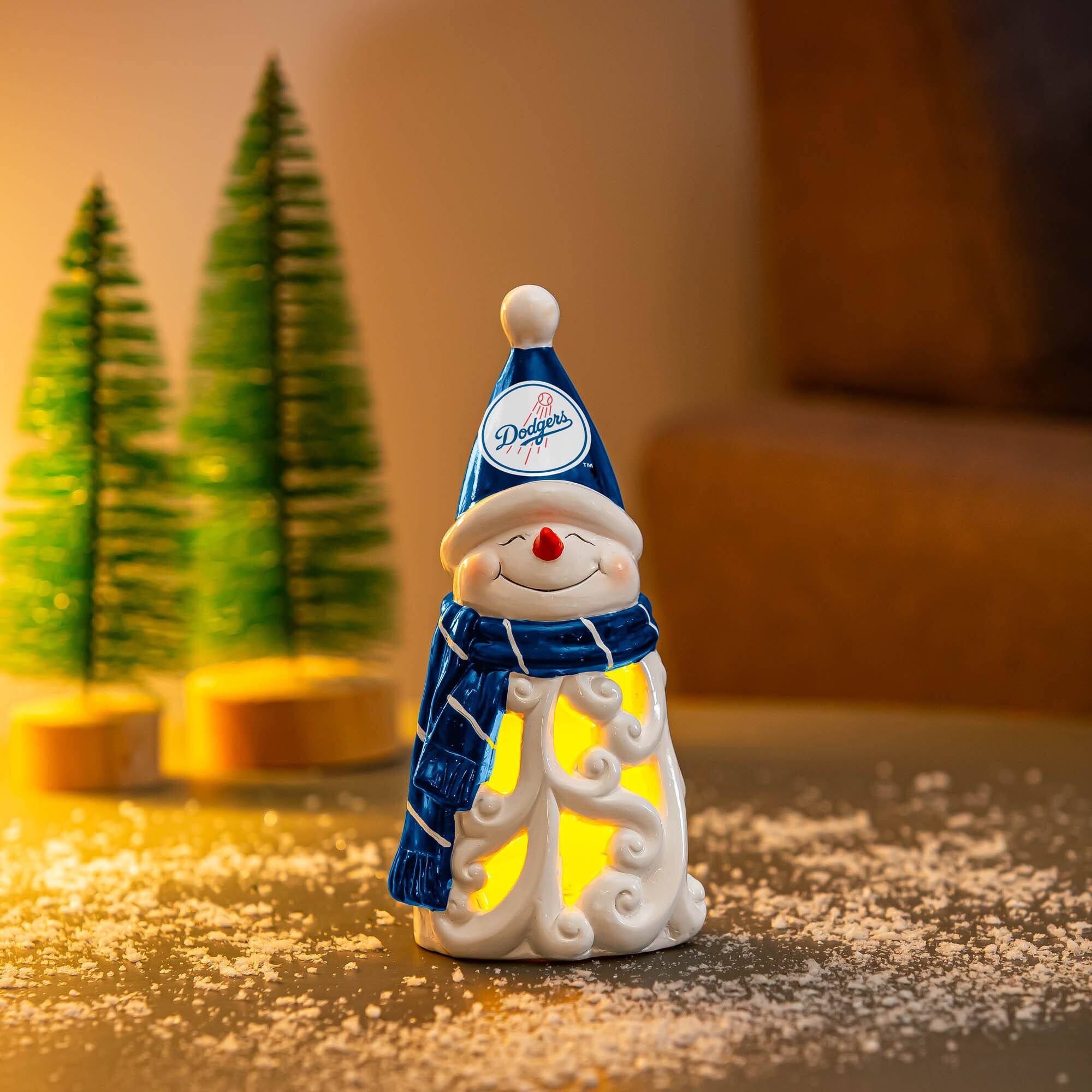 Alt View 1. Evergreen Enterprises - Los Angeles Dodgers LED 8" Snowman Lit Garden Statue - Blue.