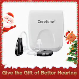Ceretone - Nexus OTC Hearing Aids – Advanced Noise Reduction, 4 Preset Modes, Lightweight BTE Comfort, Long-Lasting Zinc-Air Power - Black