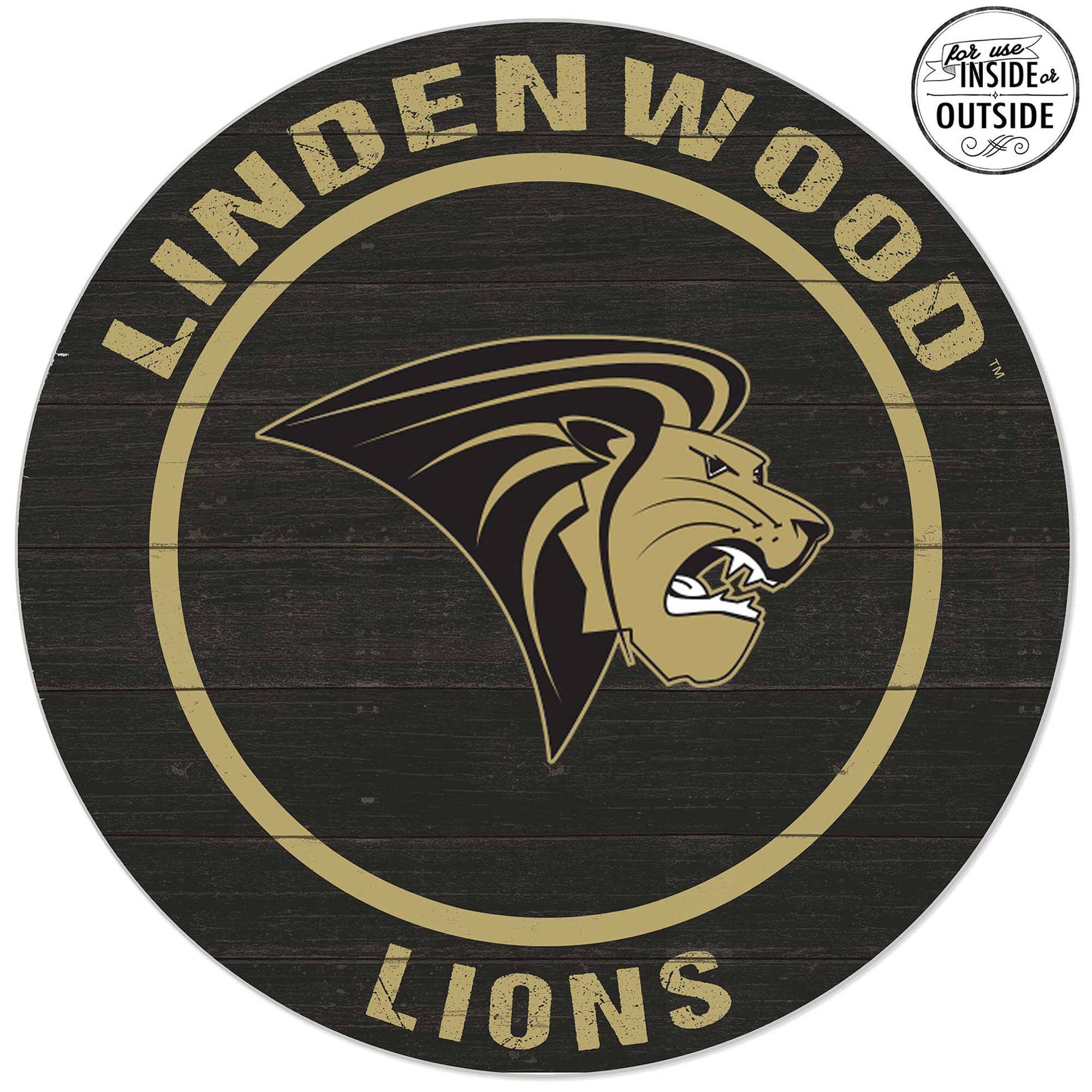Lindenwood Lions 20'' x 20'' Indoor/Outdoor Weathered Circle Sign