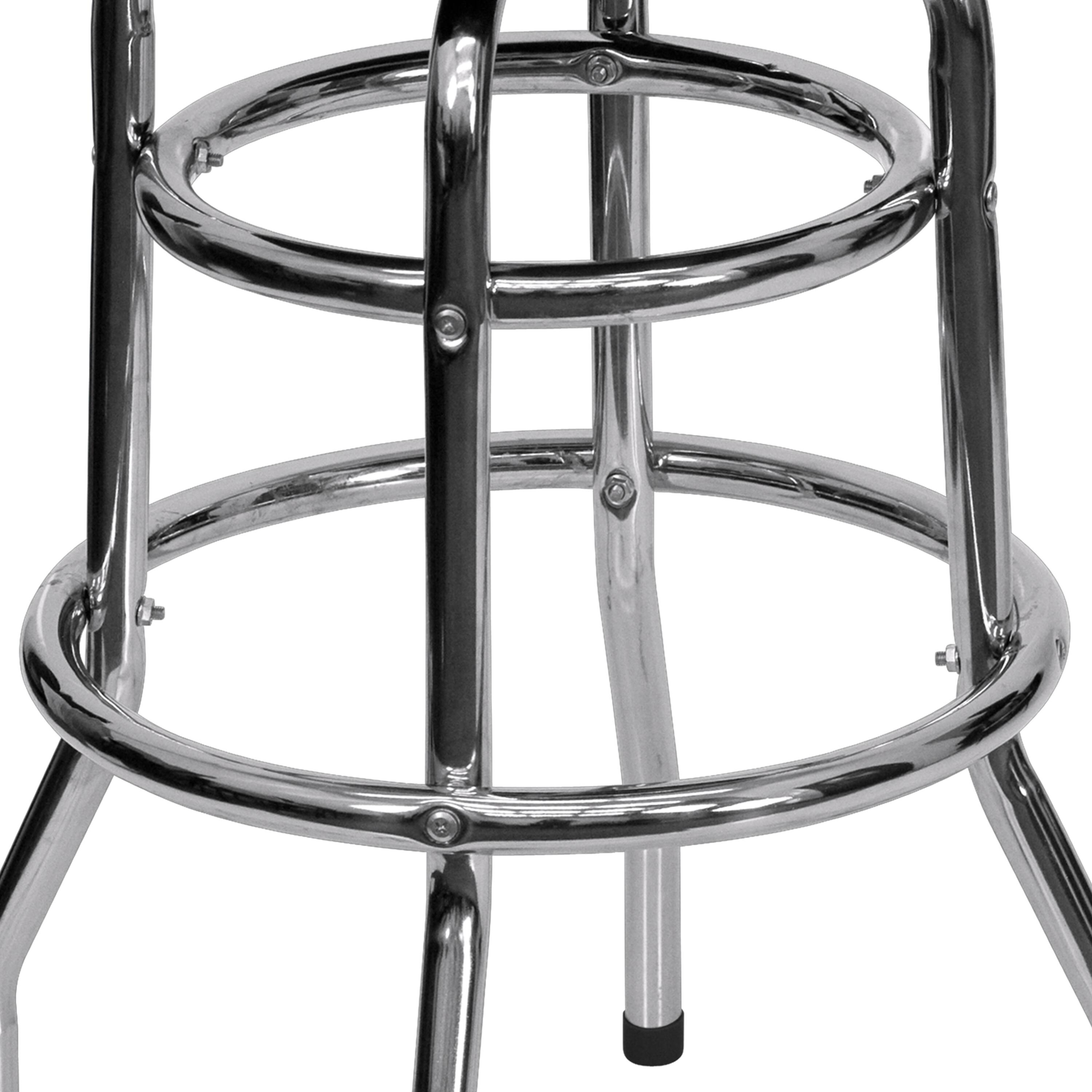 Alt View 2. Emma + Oliver - Retro Backless Double Ring Chrome Restaurant Dining Barstool - Black.