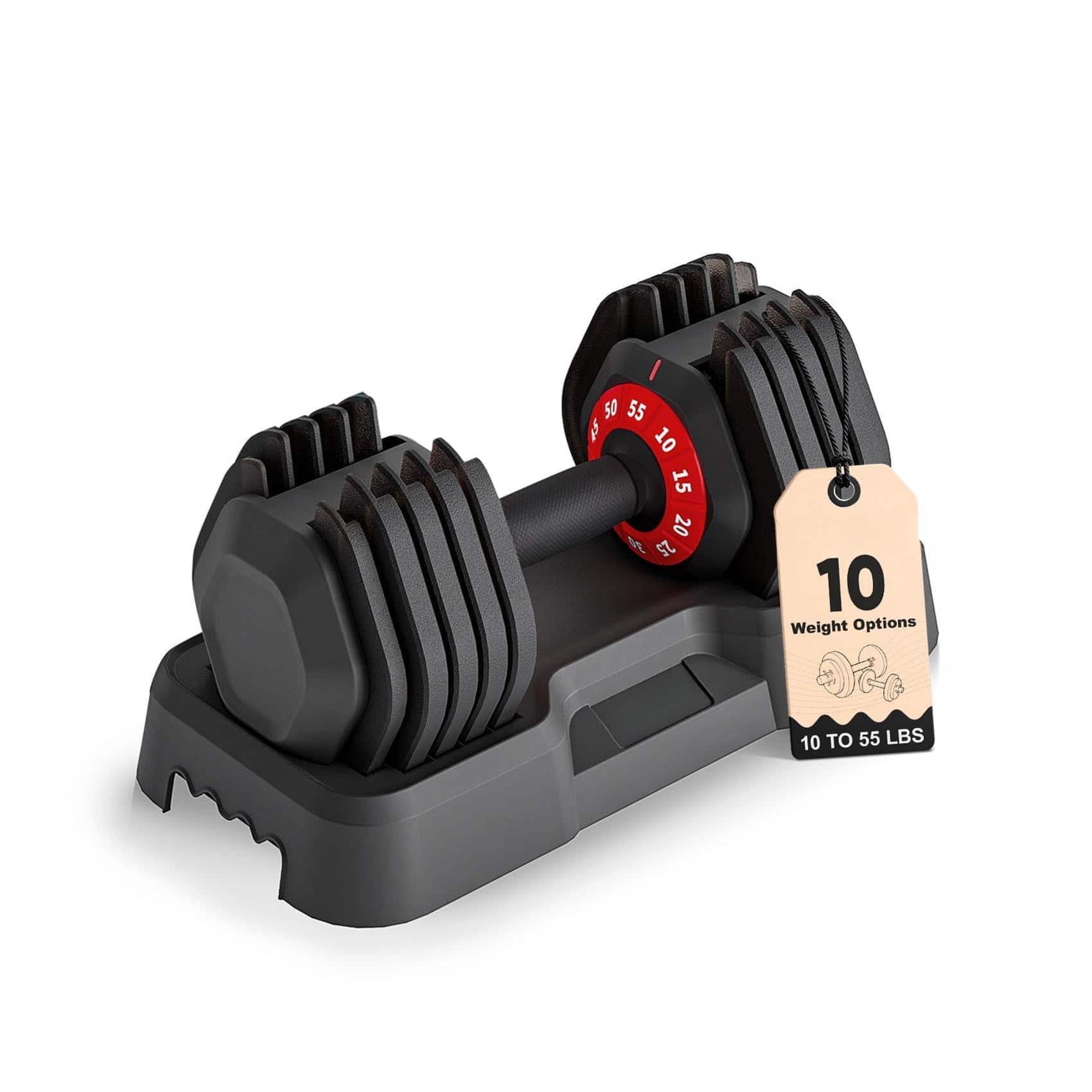 Hanke - Adjustable Dumbbell Set Dumbbells Weight 10 in 1 With Anti slip Metal Handle And Bicep Supports For - Black
