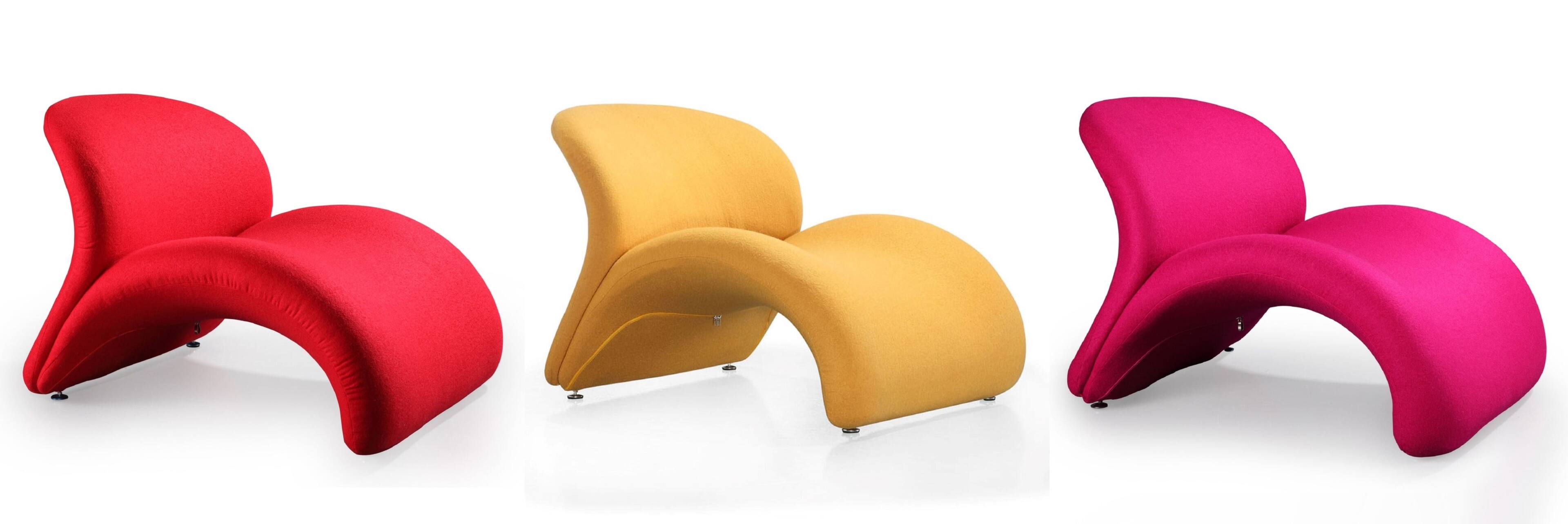 Front. Manhattan Comfort - Rosebud Modern 3-Piece Accent Chair - Fuchsia, Red and Yellow.