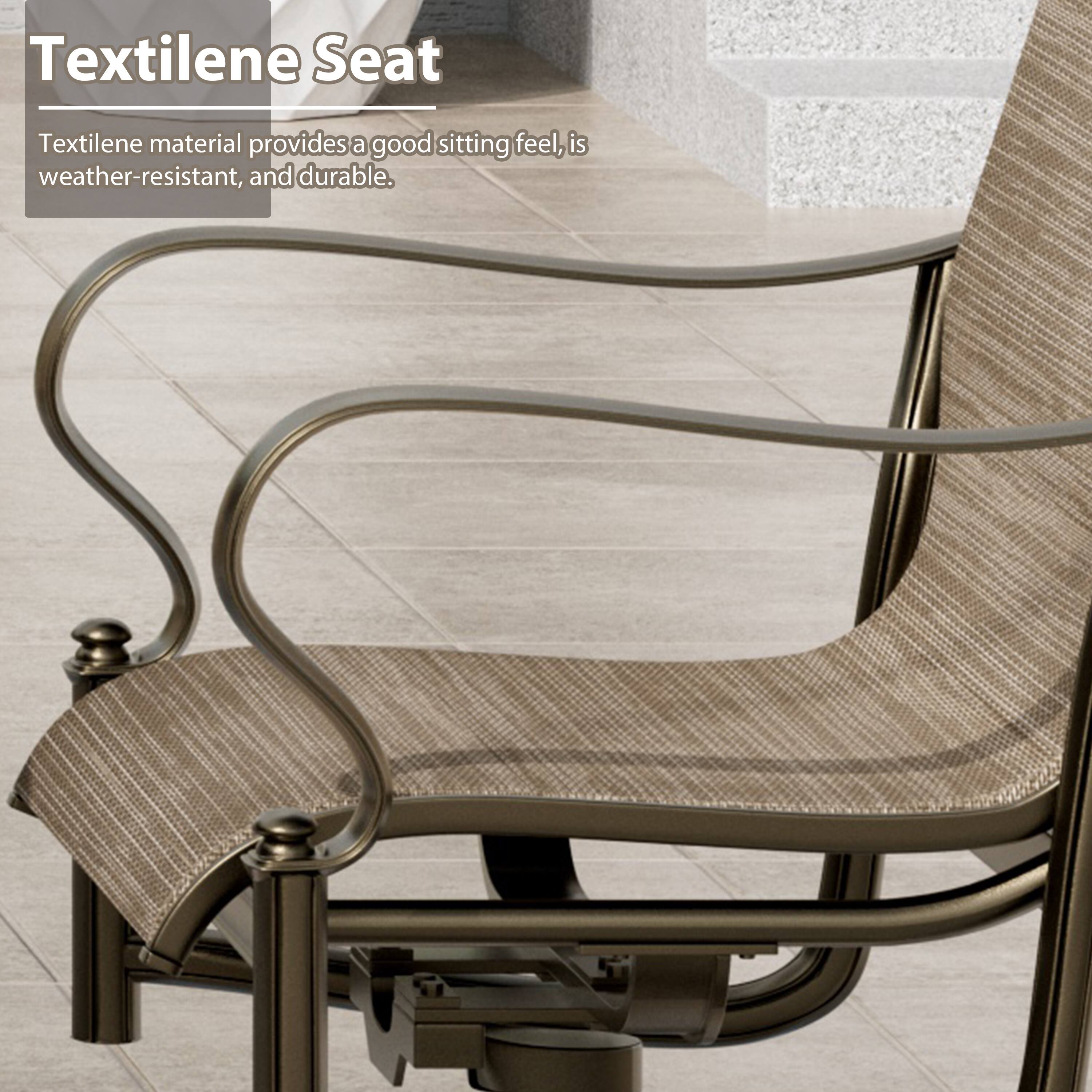Textilene Seat  
Textilene material provides a good sitting feel, is weather-resistant, and durable.