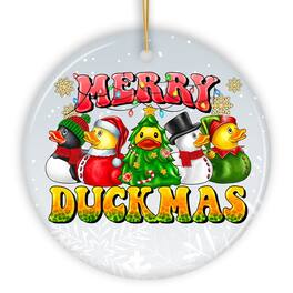 OrnamentallyYou - Merry Duckmas Christmas Ornament Whimsical Rubber Duck Themed Holiday Decor - Multi-colored