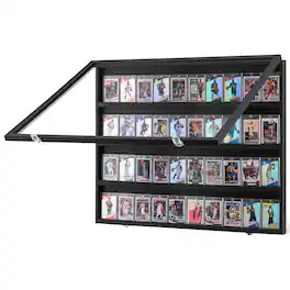 VEVOR - 36 Graded Sports Card Display Case,30.5x24.3x2.1in,Baseball Card Display Frame with 98%UV Protection Clear View PC Glass - Black