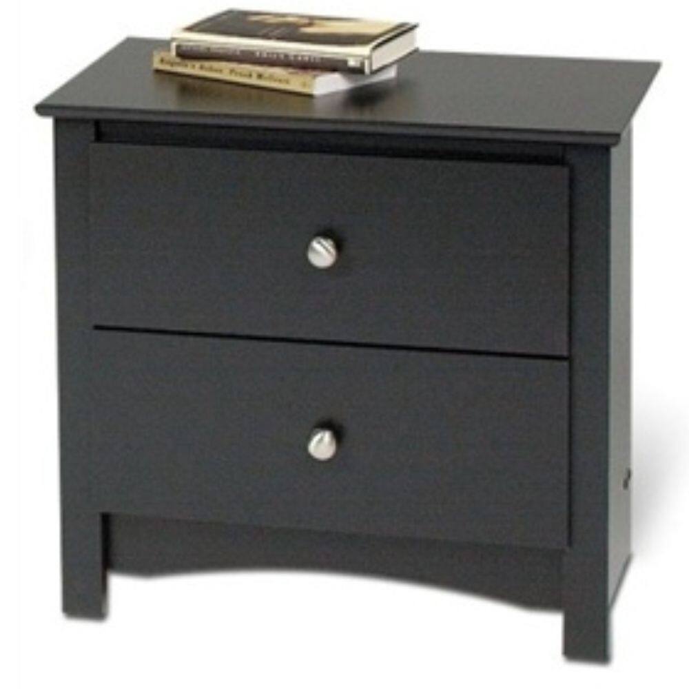 Hivvago - Two Drawer Bedroom Nightstand with Knobs - Black