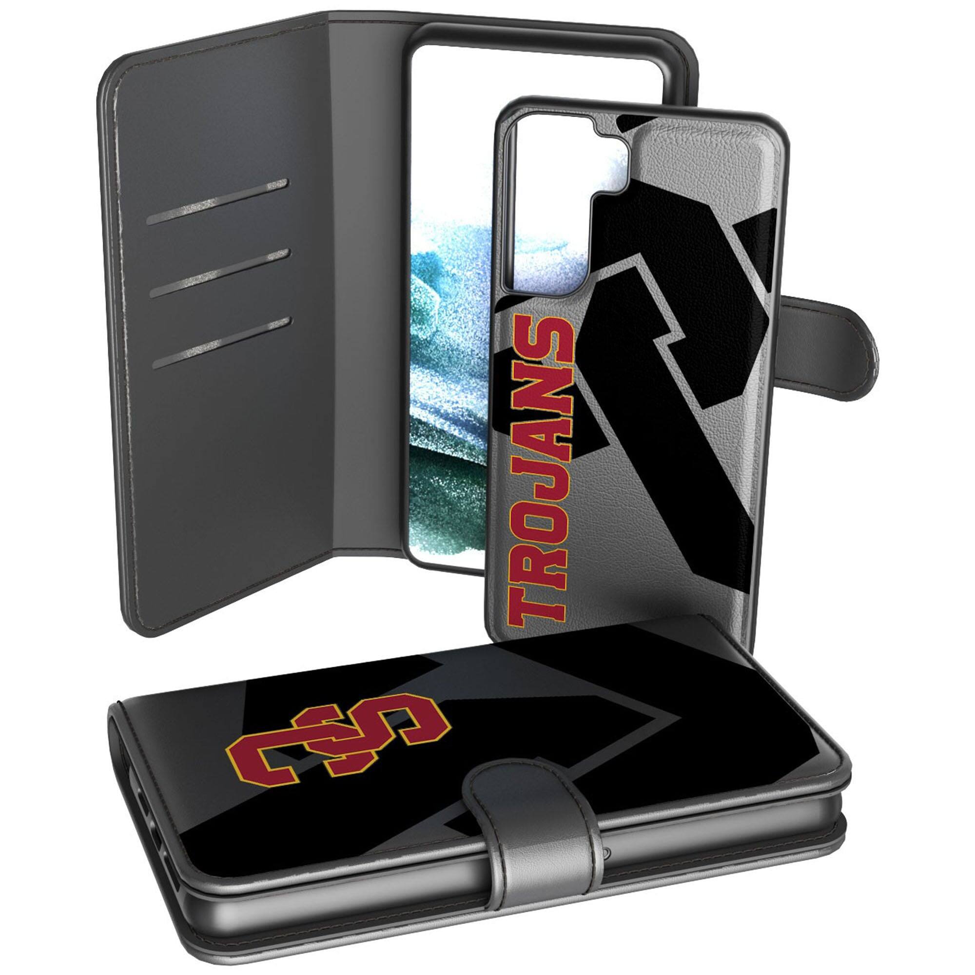 Front. Keyscaper - USC Trojans Samsung Galaxy Mono Tilt Wallet Case - S21 Plus - Multicolor.