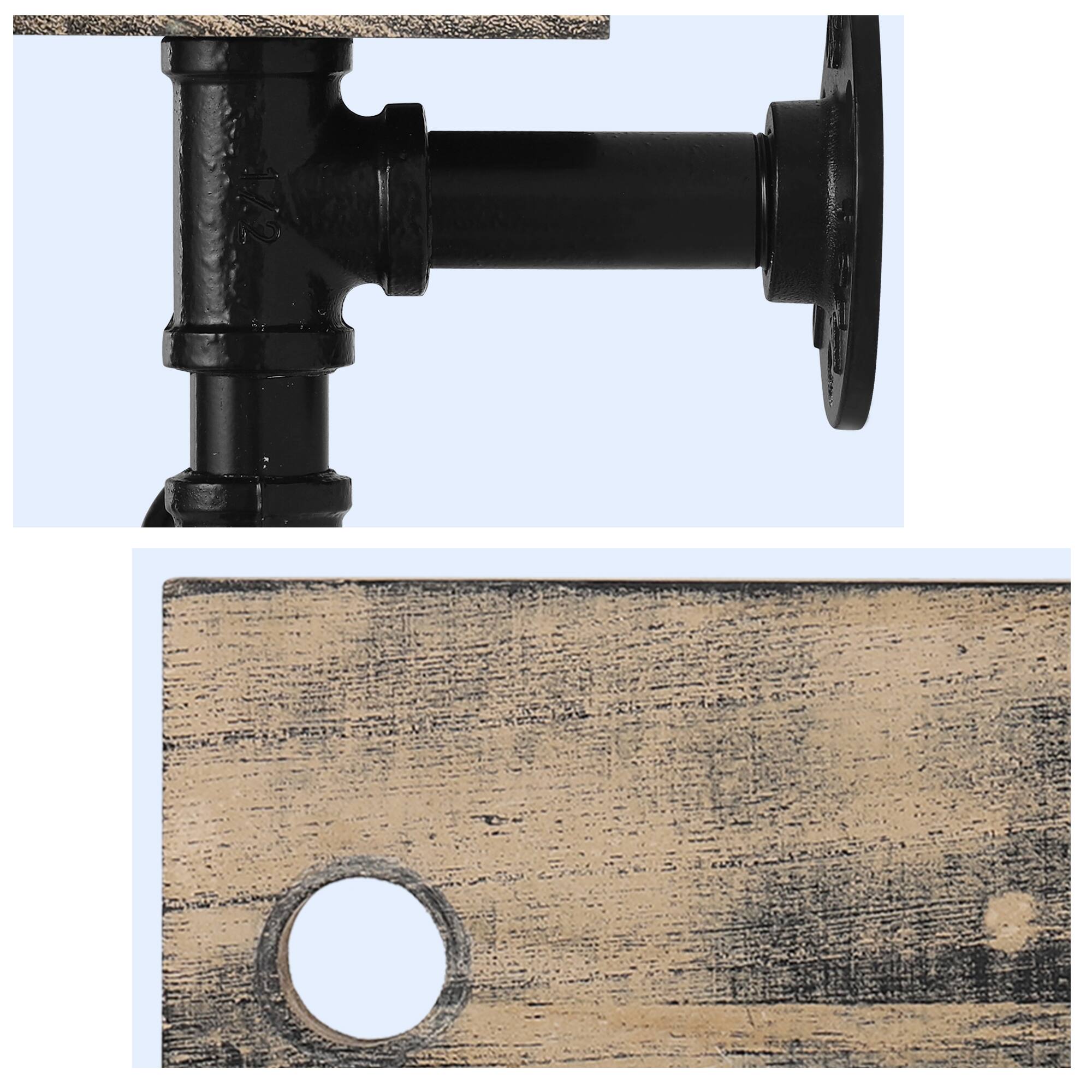 Oumilen Industrial Pipe Single Paper Towel Holder with Rustic Brown ...