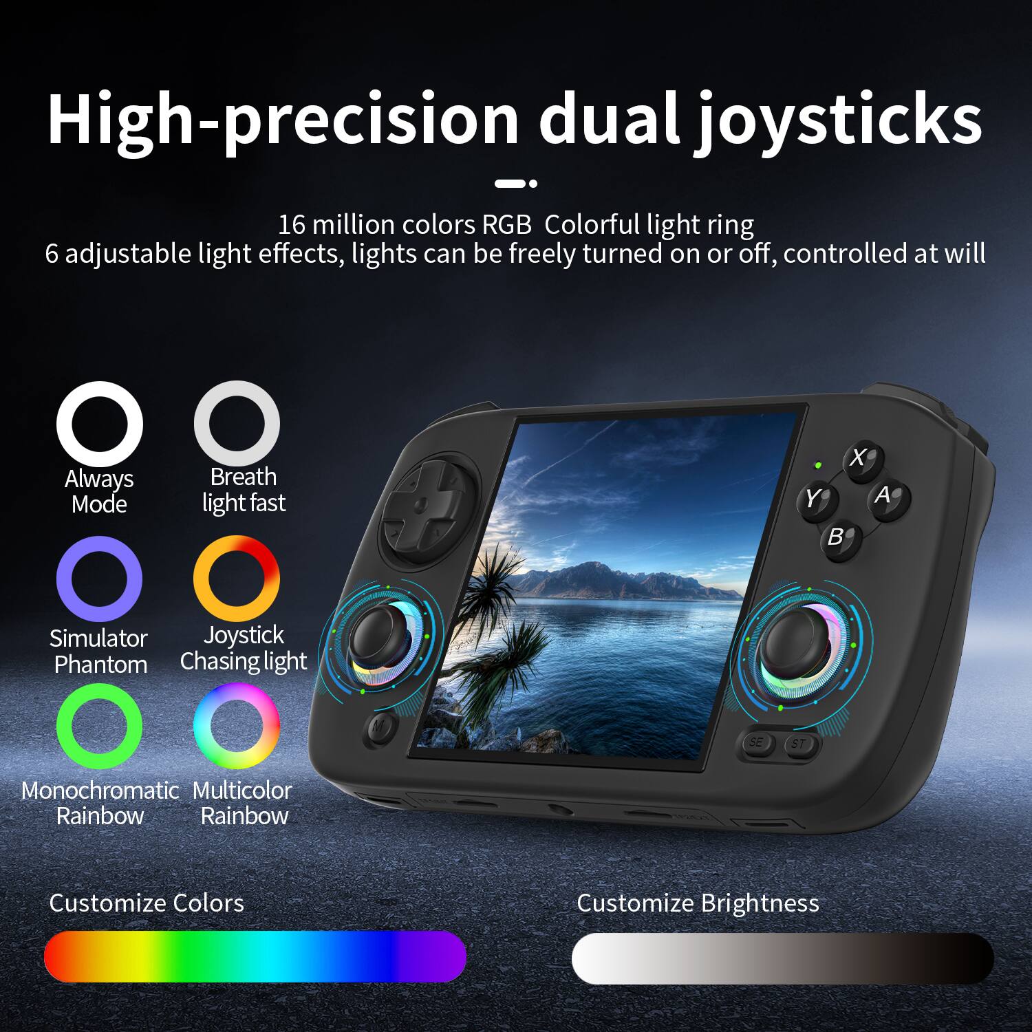 Portable Retro Game Console with RGB Lights and 5000 Built In