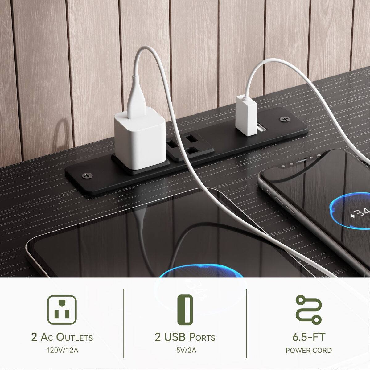 34 2 AC OUTLETS 120V/12A 2 USB PORTS 5V/2A 6.5-FT POWER CORD