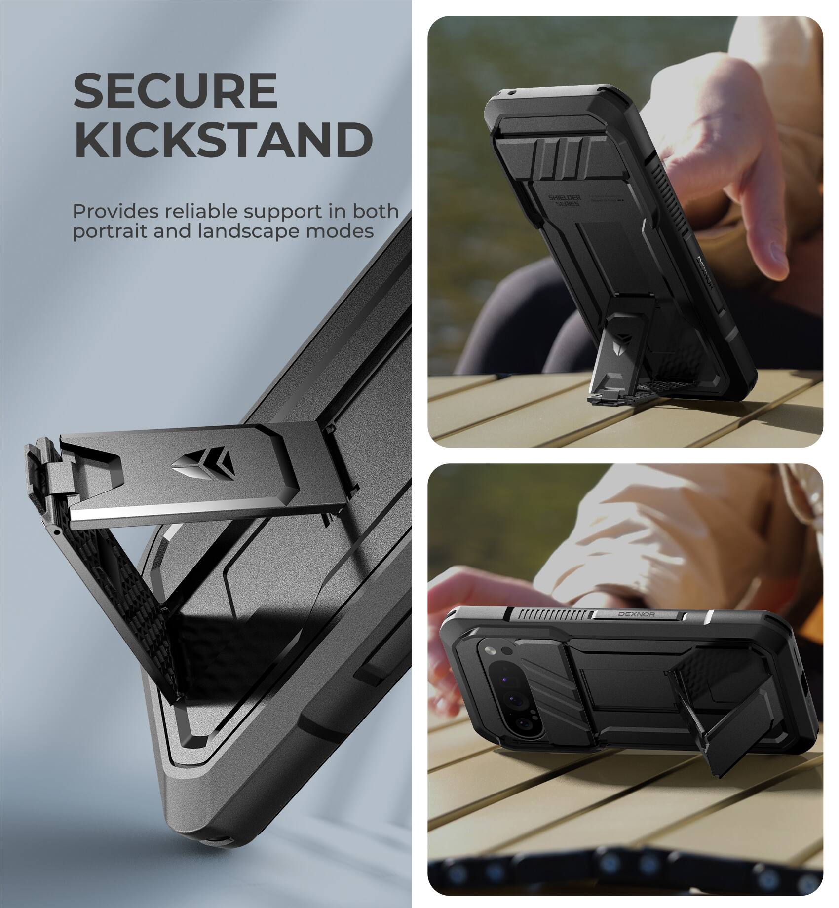 SECURE KICKSTAND Provides reliable support in both portrait and landscape modes CELES CA PEN