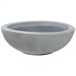 Sunnydaze - 20.75 in Percival Round Polyresin Outdoor Planter - Gray