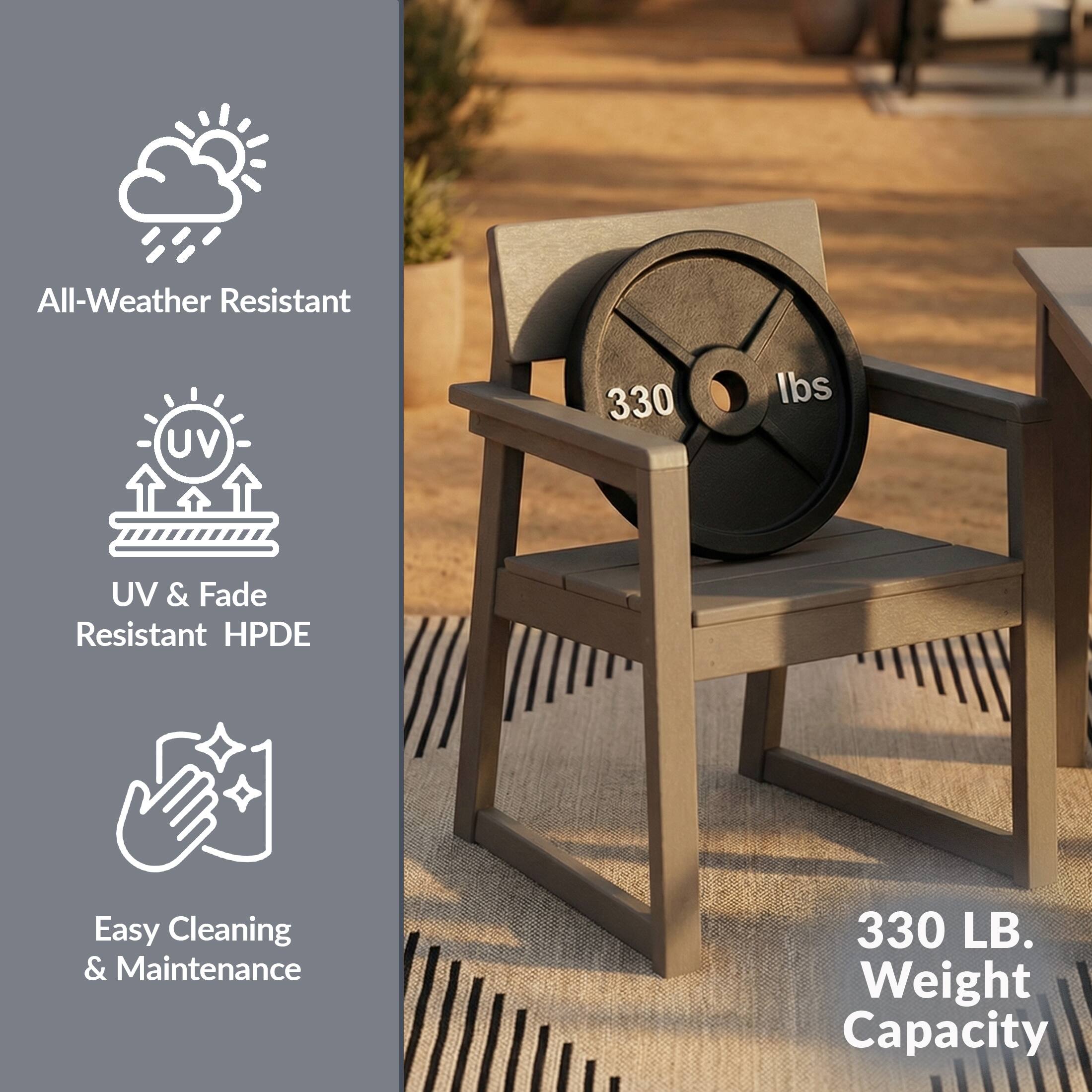 All-Weather Resistant  
UV & Fade Resistant HPDE  
Easy Cleaning & Maintenance  
330 LB. Weight Capacity