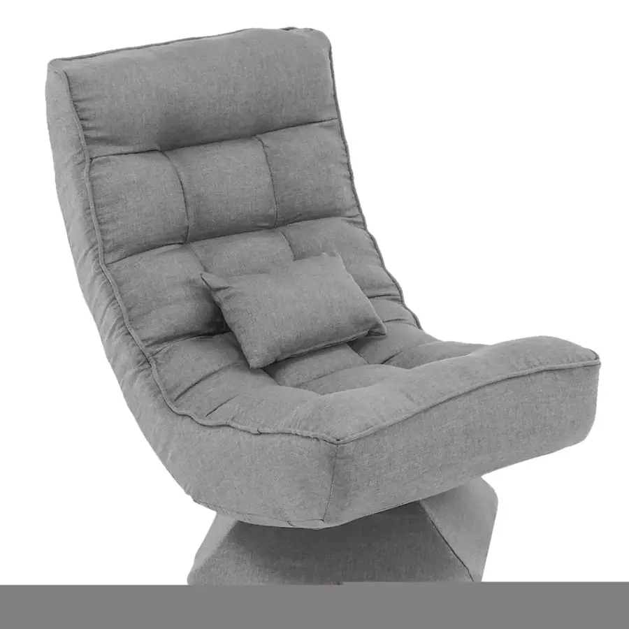 Alt View 6. Costway - 360° Swivel Floor Chair 5-Level Adjustable Lazy Chair w/ Massage Pillow - Grey.