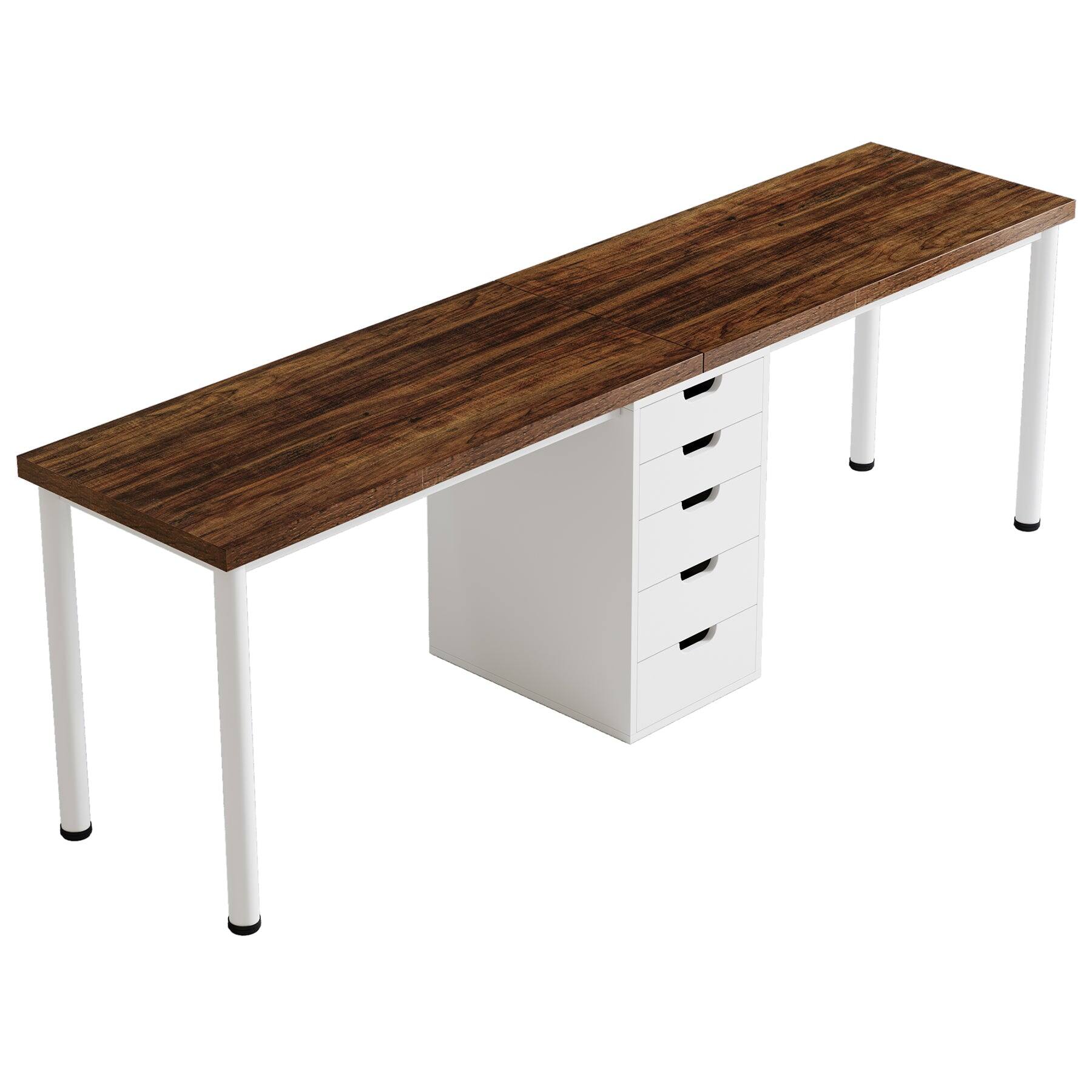 Alt View 5. Tribesigns - Office Computer Desk with Storage Drawers, for Computer Work, Writing and Study in Home Offices - Brown.