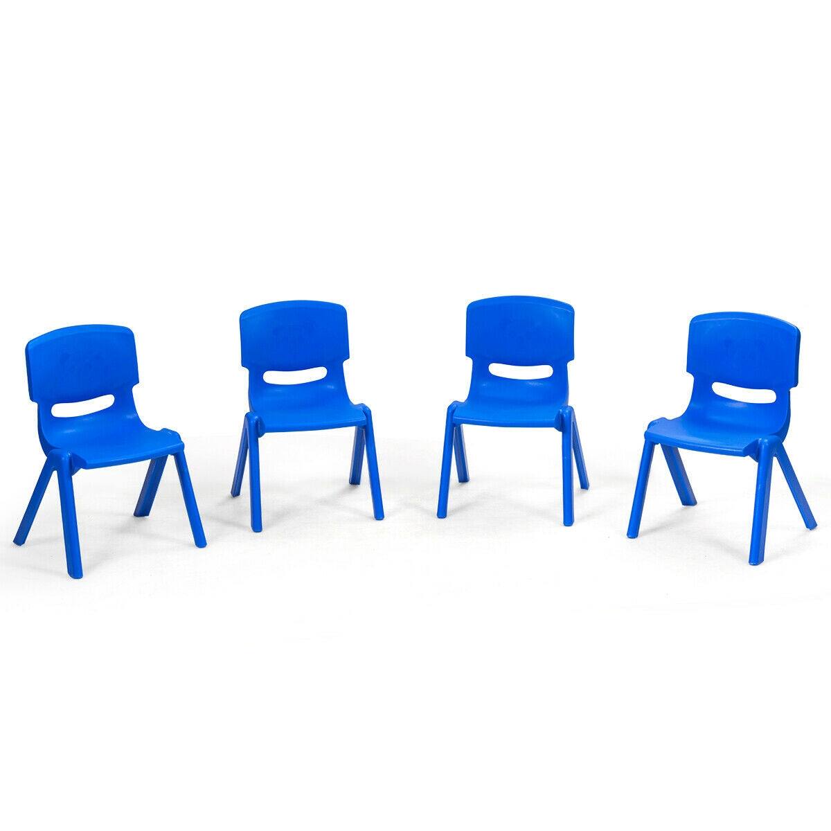 Back. Sugift - 4-pack Kids Plastic Stackable Classroom Chairs - Blue.