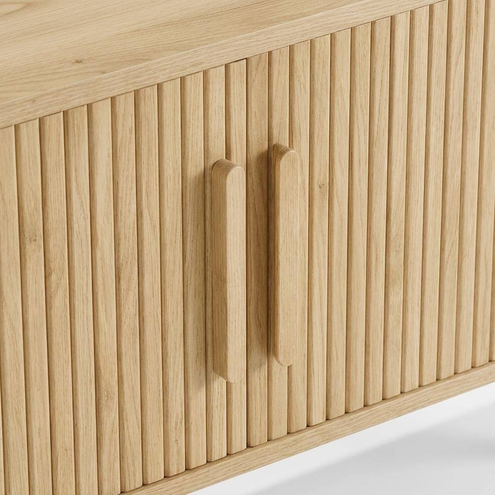 Alt View 2. FurniFact - Wooden Record Player Cabinet with Vinyl Storage for Entertainment Rooms - Ash.