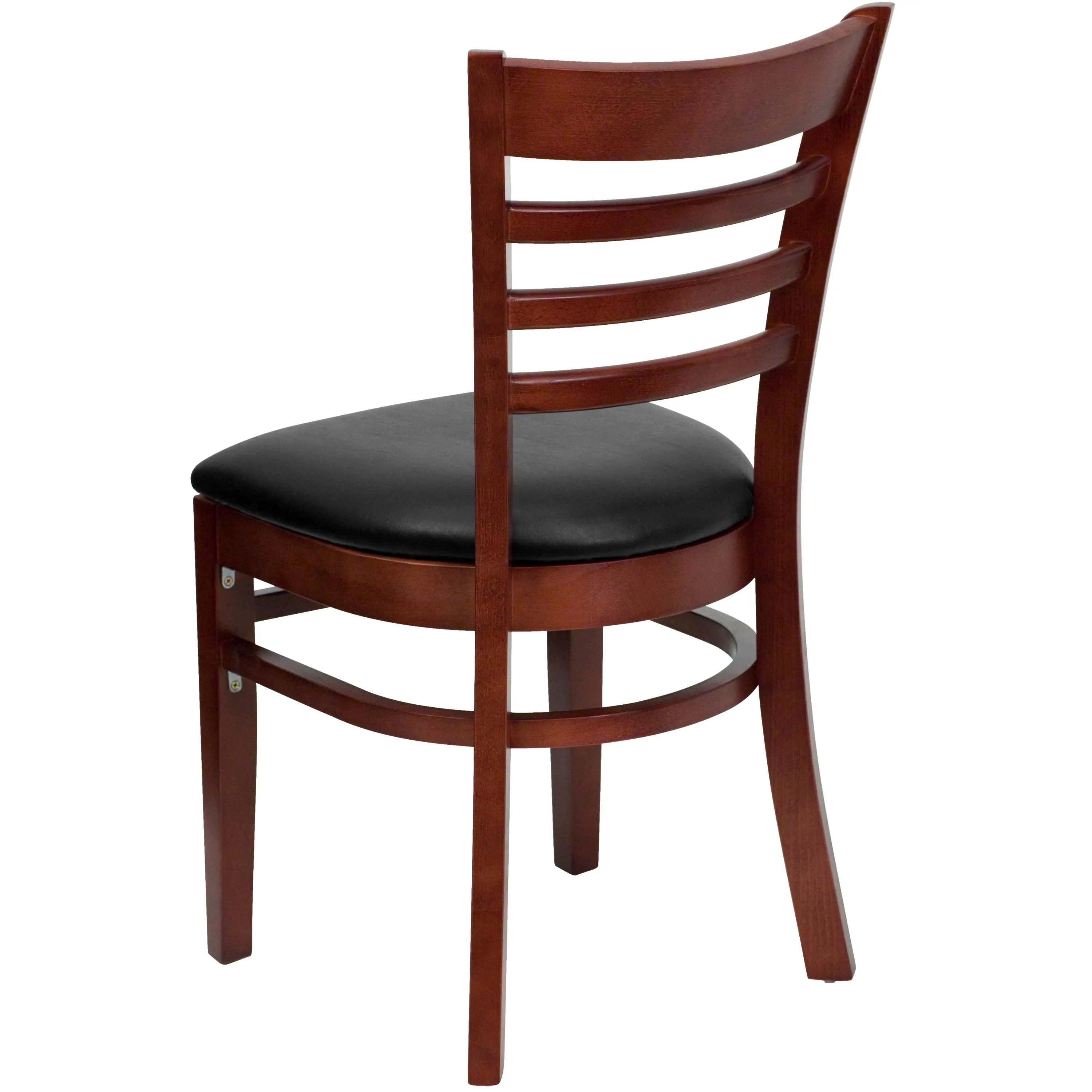 Alt View 4. Emma + Oliver - 2 Pack Ladder Back Wooden Restaurant Chair - Black Vinyl Seat/Mahogany Wood Frame.