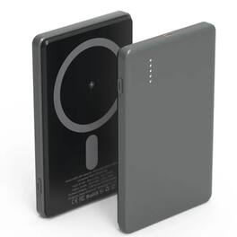 Kitcheniva - 5000mAh Slim Power Bank 2-in-1 Wireless Fast Charging Portable Black - Gray