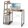 Front. Costway - Costway Computer Desk with Shelves Study Writing Desk Workstation with Bookshelf - Natural.