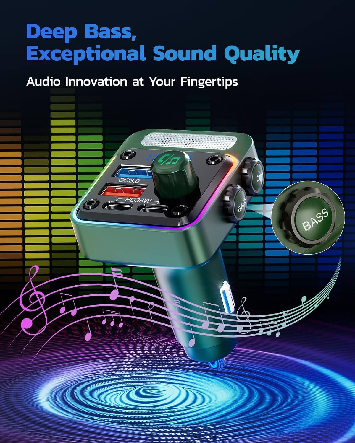 Deep Bass, Exceptional Sound Quality  
Audio Innovation at Your Fingertips  

QC3.0  
PD36W  
BASS