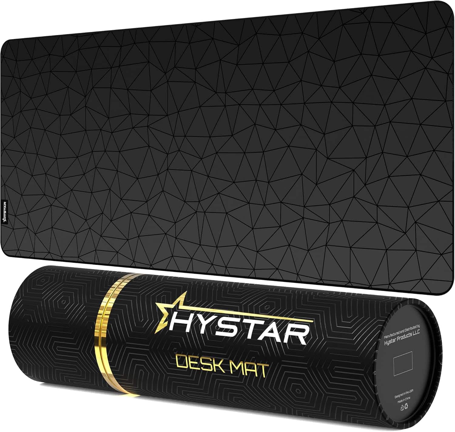 Hystar - Extended Gaming Mouse Pad | XXL 36" x 16" | 5mm Thick, Waterproof Surface, Polyester Fabric, and Rubber Base | Poly - Black