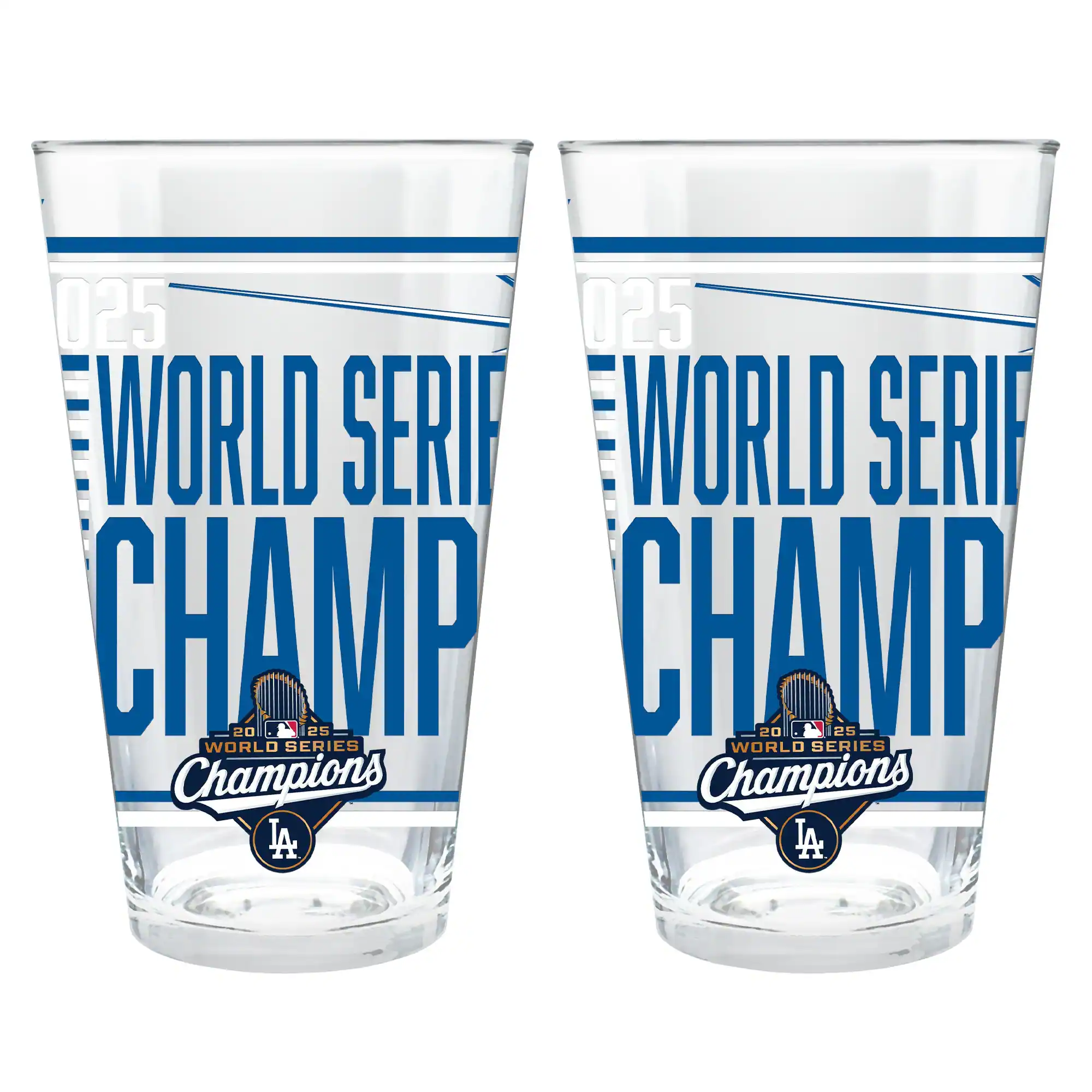 Great American Products - Los Angeles Dodgers 2025 World Series Champions Two-Piece 16oz. Pint Glass Set - Multicolor