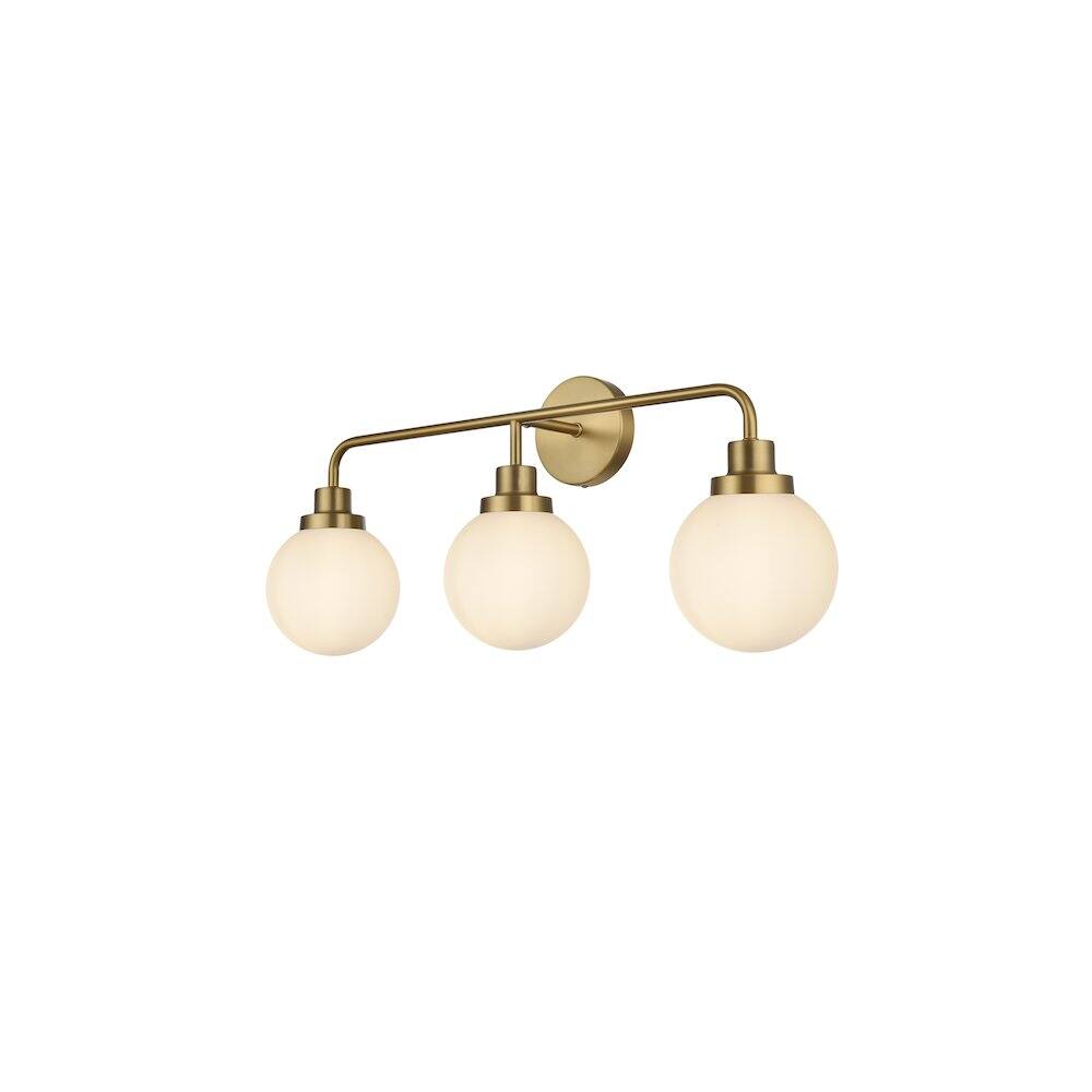 Left. Living District - Hanson 28 inch Wall Sconce in Satin Gold - Satin Gold And Opal White.