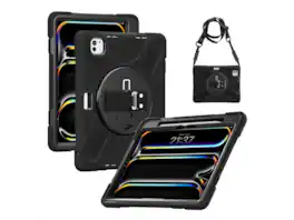 CODi - Rugged Case for iPad Pro 11” (M4, M5) with Kickstand and Hand/Shoulder Strap - Black