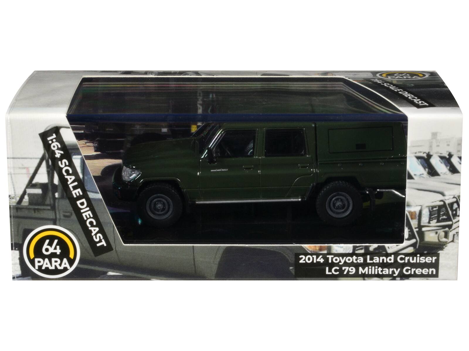 1:64 SCALE 64 DIECAST PARA  
2014 Toyota Land Cruiser LC 79 Military Green