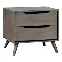 Furniture of America - Belkor Mid-Century Modern Wood 2-Drawer Nightstand - Gray