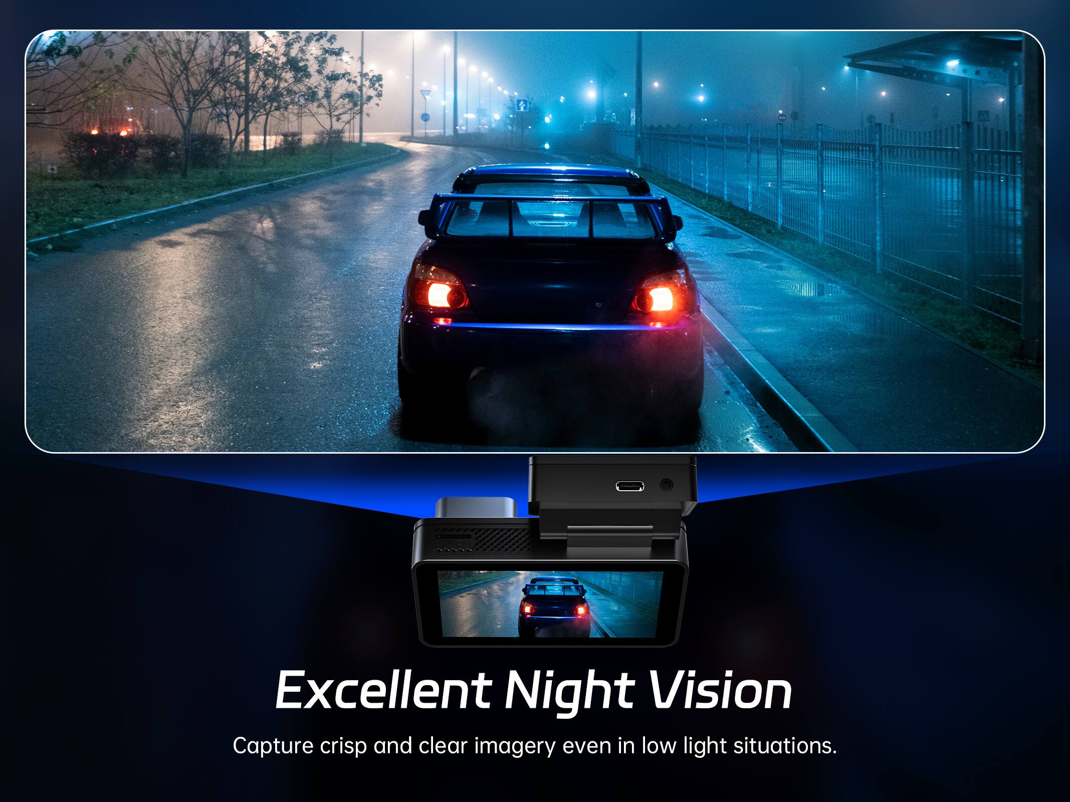 Excellent Night Vision  
Capture crisp and clear imagery even in low light situations.