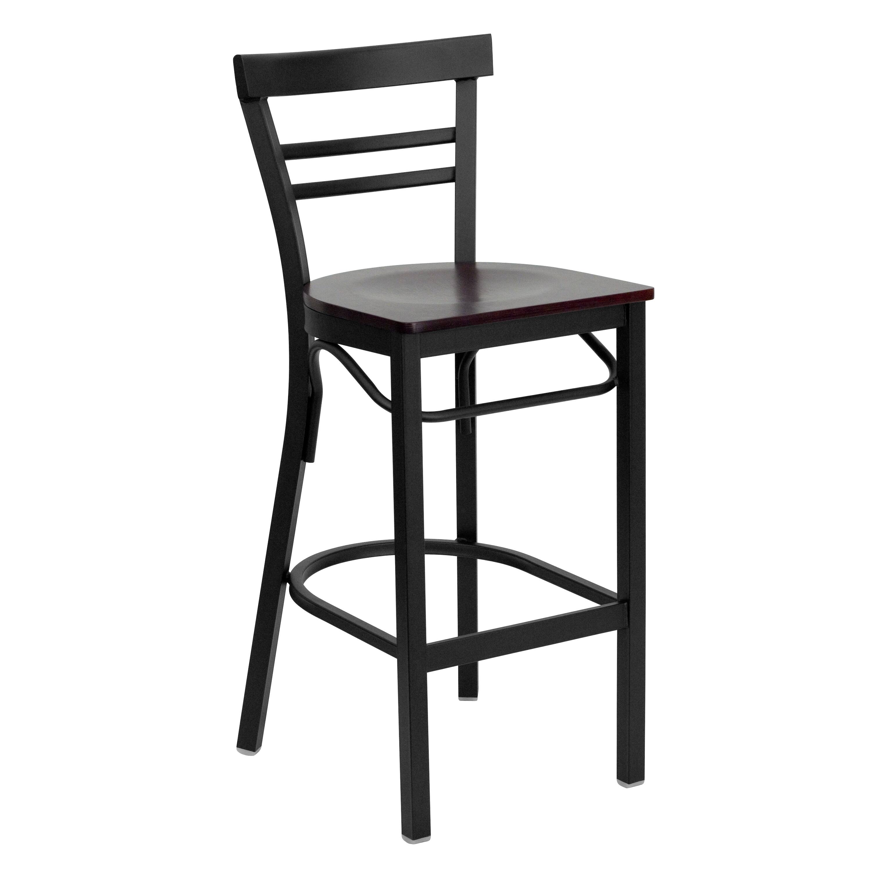 Mahogany Wood Seat/Black Metal Frame