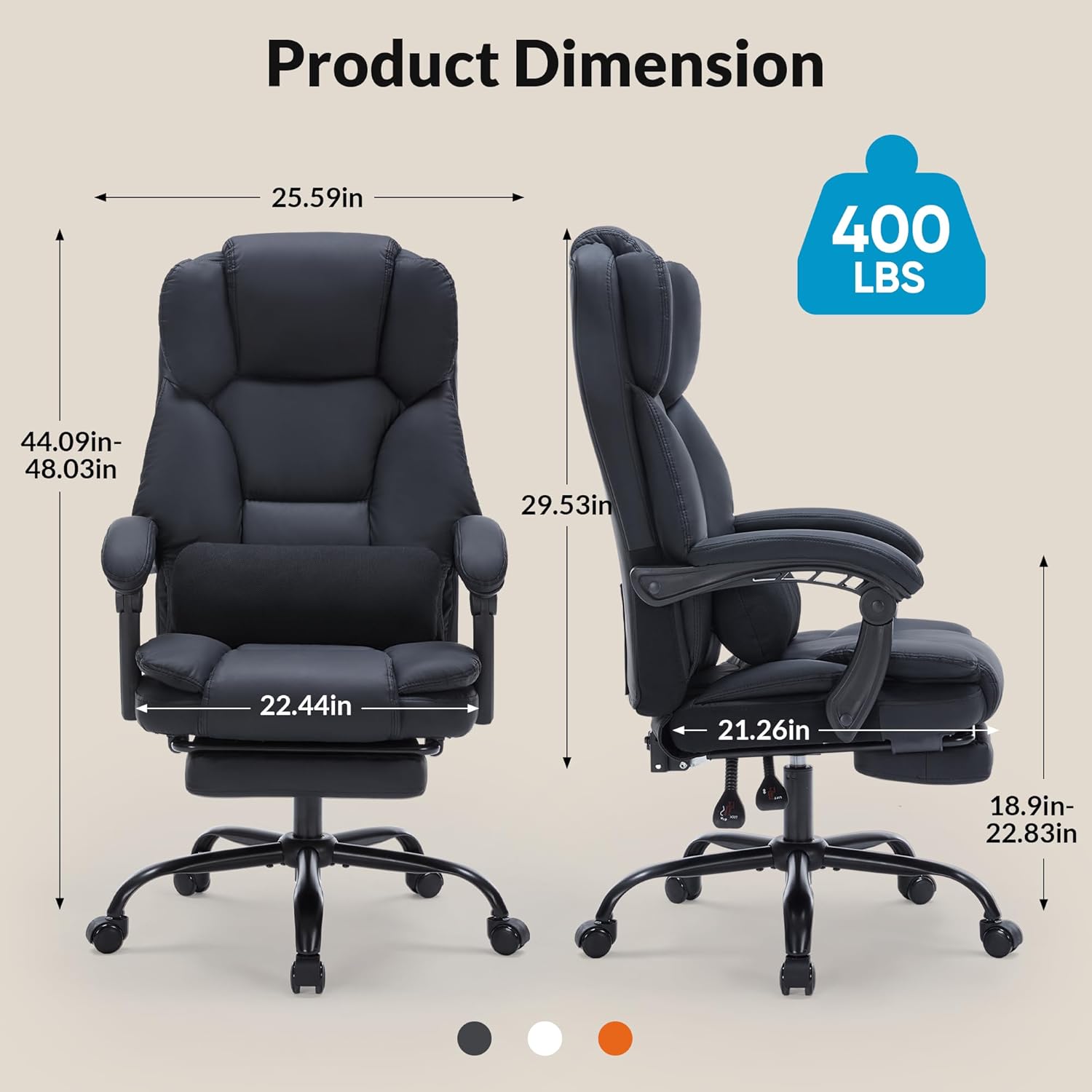 Forest'nSky Reclining Office Chair with Footrest PU Leather