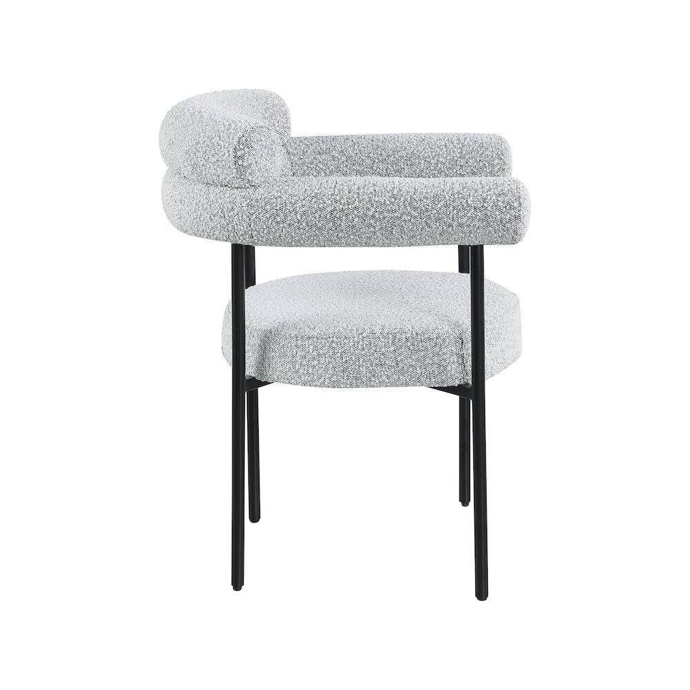 Alt View 3. Meridian Furniture - Blake Grey Boucle Fabric Dining Chair, Set of 2 - Grey.