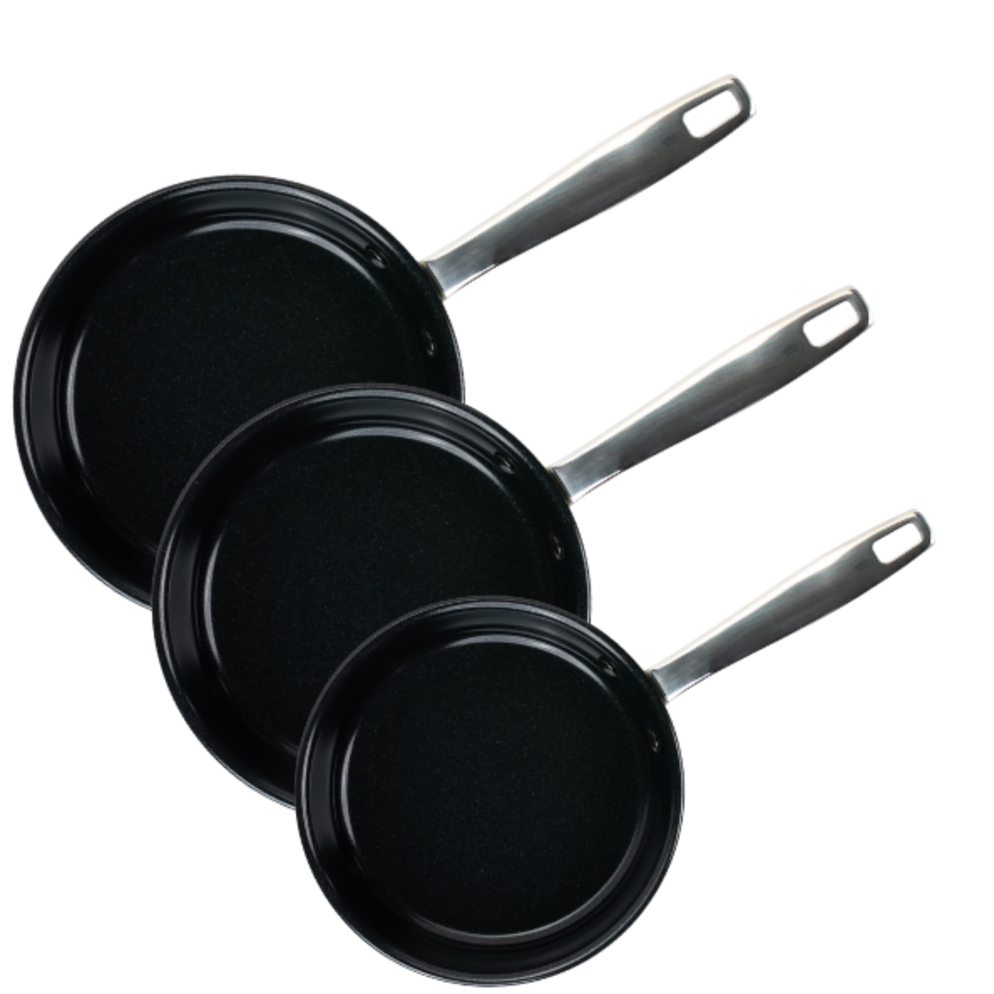 Alva - Maestro Nonstick Ceramic Frying Pan 3-Piece Set - Easy to Clean, Oven Safe and Toxin-Free Cookware - Black