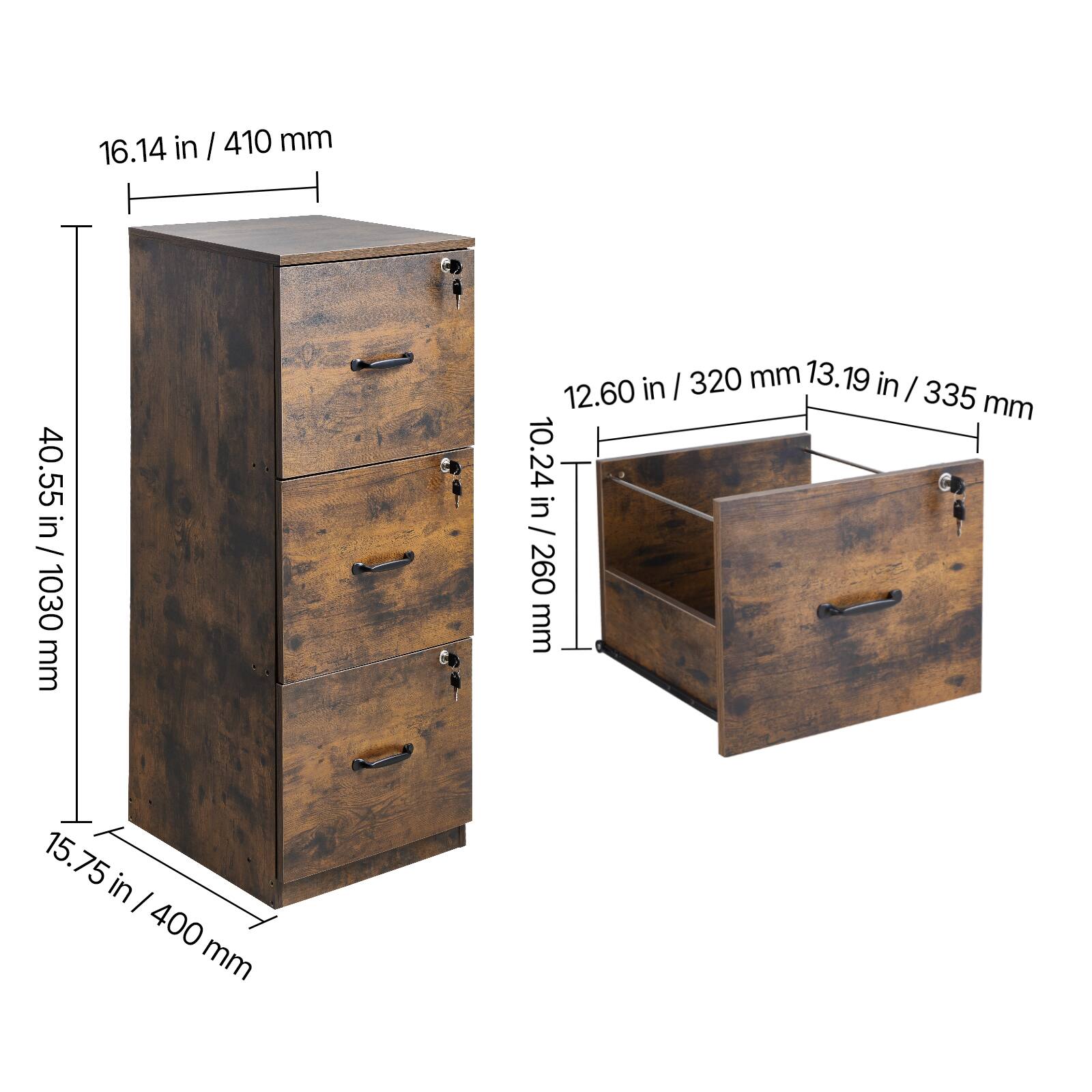 16.14 in / 410 mm  
40.55 in / 1030 mm  
15.75 in / 400 mm  

12.60 in / 320 mm  
13.19 in / 335 mm  
10.24 in / 260 mm