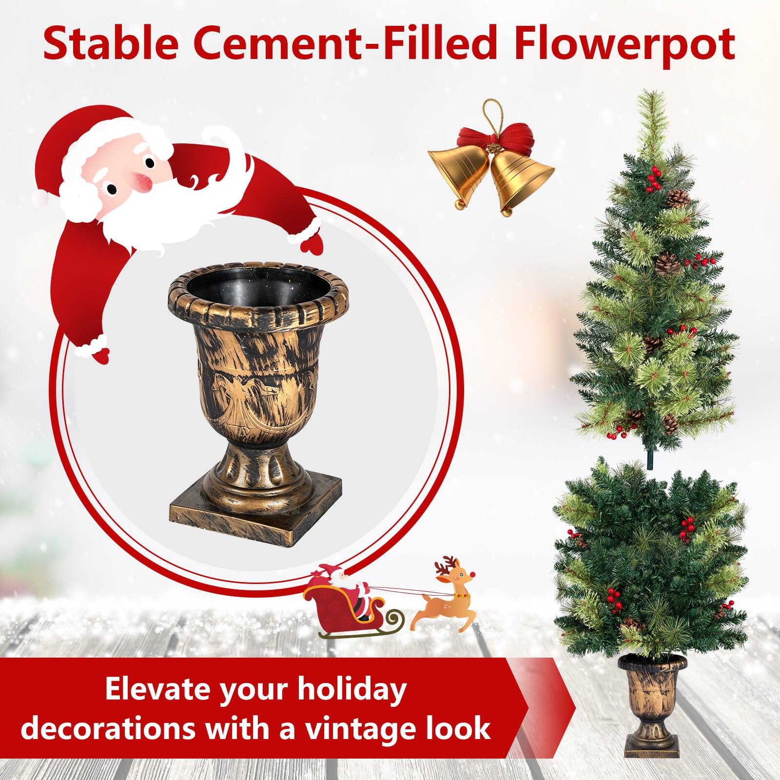 Stable Cement-Filled Flowerpot

Elevate your holiday decorations with a vintage look