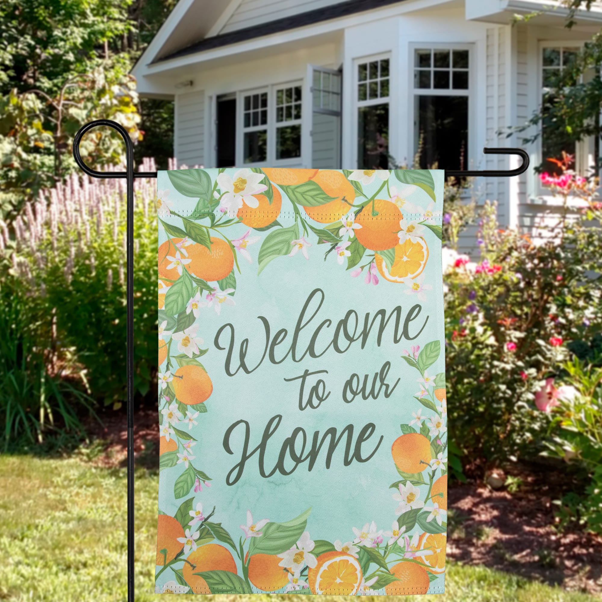 Northlight - Welcome to Our Home Oranges Outdoor Garden Flag 12.5" x 18" - Orange