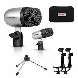 5 CORE - Conga Mic Snare Tom Set Professional XLR Cardioid Condenser Instrument Microphone Kit - Silver